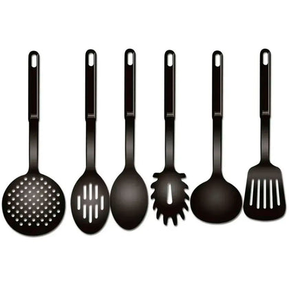 Kit Utensílios Cozinha Nylon Preto Pegadores