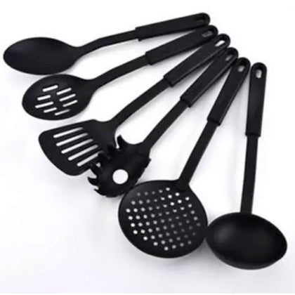 Kit Utensílios Cozinha Nylon Preto Pegadores