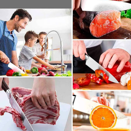 Faca Chef Damasco Full Tang para Cozinha e Churrasco