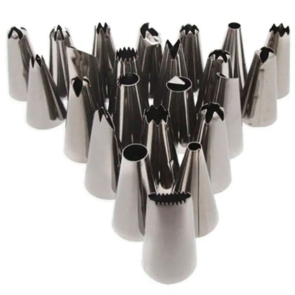 Kit 24 Bicos de Confeitar em Inox para Decoração