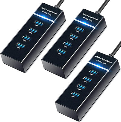 3 Unid. Hub USB 3.0 4 Portas LED Indicador High Speed HD