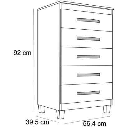 Cômoda para Quarto 5 Gavetas Cassie