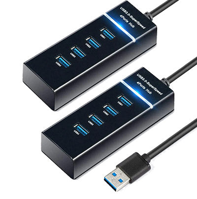 2 Unid. Hub USB 3.0 4 Portas LED Indicador High Speed HD