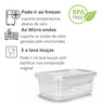 [6 Unidades] - Pote Marmita Reutilizável Fitness 750ml Freezer Microondas Transparente Resistente