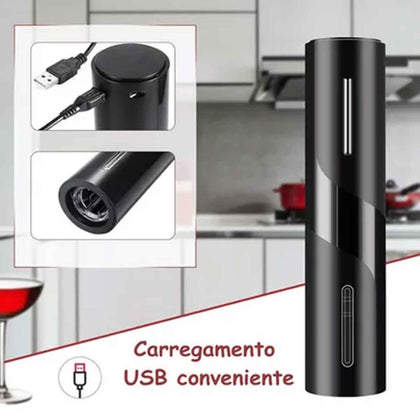 Kit Abridor de Vinho Elétrico Automático Recarregável
