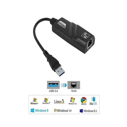 Adaptador USB 3.0 para RJ45 F3 Rede Ethernet 10/100/1000Mbps