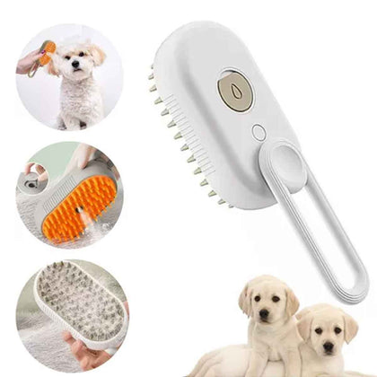 Escova Pet 3 em 1 USB com Vapor para Gatos e Cães