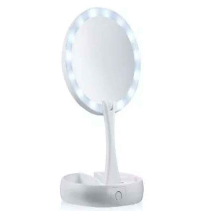Espelho Dobrável com Luz LED para Maquiagem