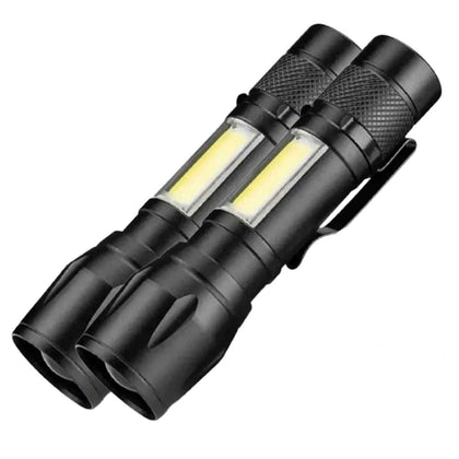 Kit 2 Mini Lanternas Táticas Militares LED Recarregável USB