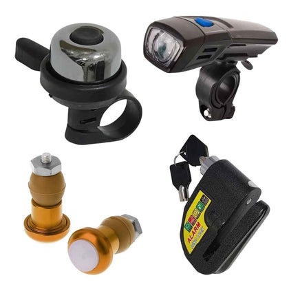 Super Kit Bike com Luz LED, Trava com Alarme, Sinalizadores e Buzina