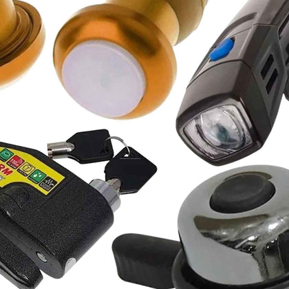 Super Kit Bike com Luz LED, Trava com Alarme, Sinalizadores e Buzina