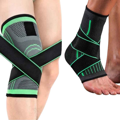 Kit Tornozeleira Ortopédica e Joelheira com Articulação Flexível