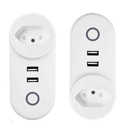 Kit 2 Tomadas Inteligente Wifi 10A USB Alexa e Google Home