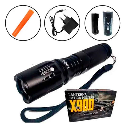Lanterna X900 Tática Militar Recarregável Luz LED Forte