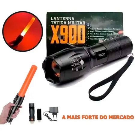 Lanterna X900 Tática Militar Recarregável Luz LED Forte