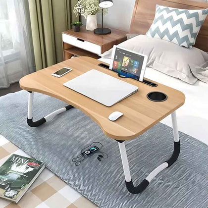 Kit Mesa para Notebook com Suporte e Luminária Coruja Decorativa