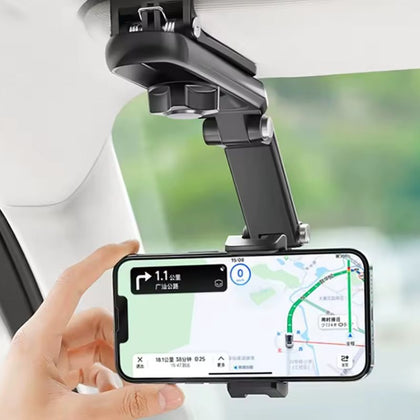 Suporte Para Celular Carro – Rotação 360°, Compacto e Dobrável Para Quebra-sol