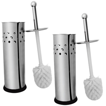 Kit 2 Escovas para Vaso Sanitário com Suporte Inox Premium