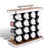 Porta Condimentos Inox Torre de luxo com 16 Frascos de Vidro Premium