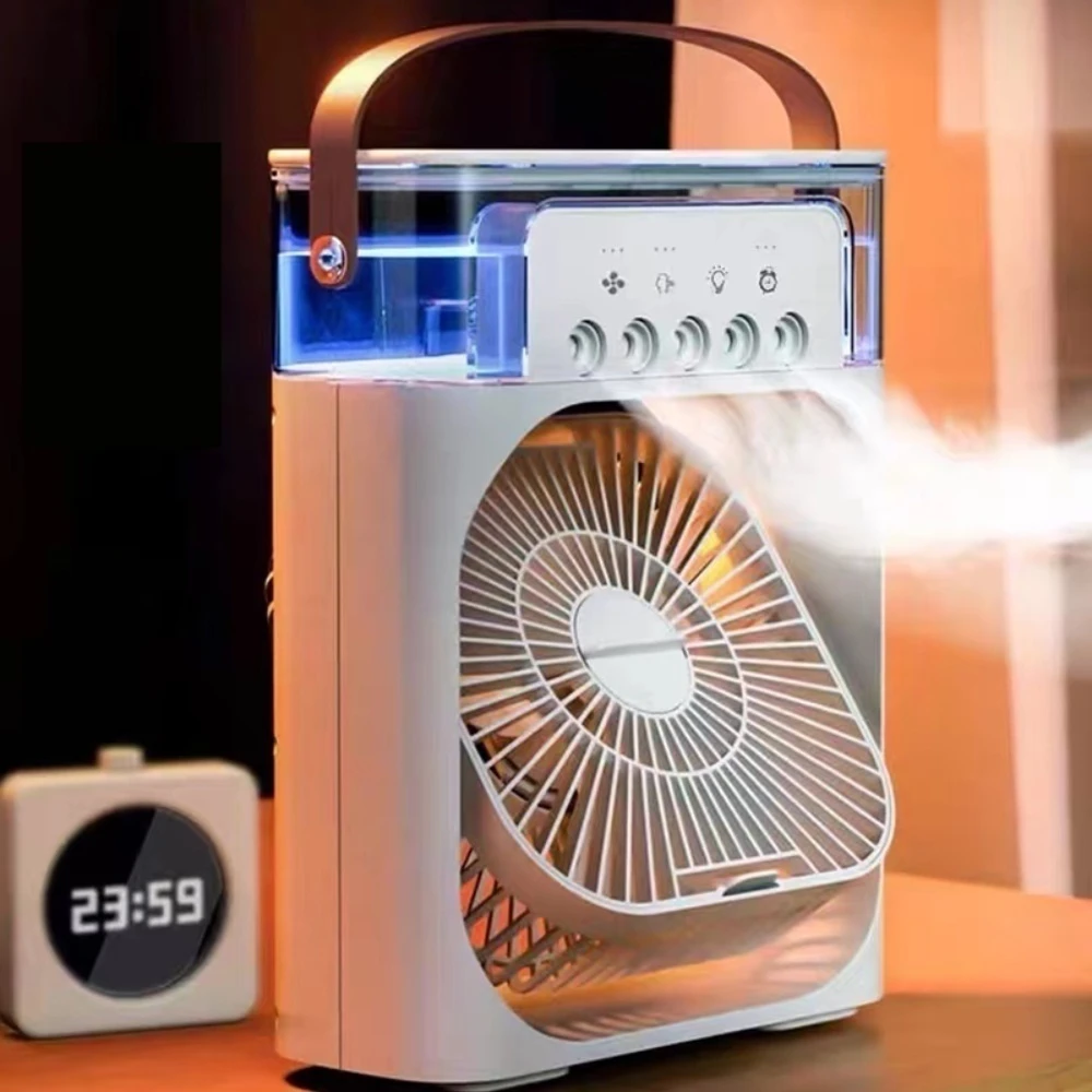 Mini Climatizador Portátil de Ar com Reservatório para Água e Gelo (Spray de Água)